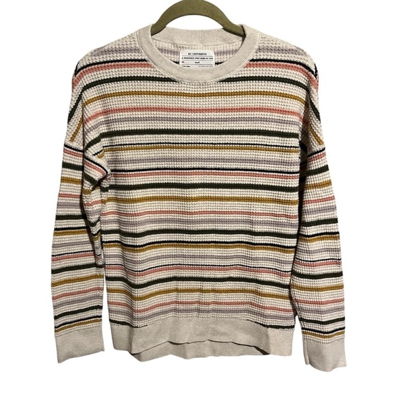 REI Sweaters - REI Co-op Wallace Lake Waffle Sweater Womens Small Striped Thermal Knit